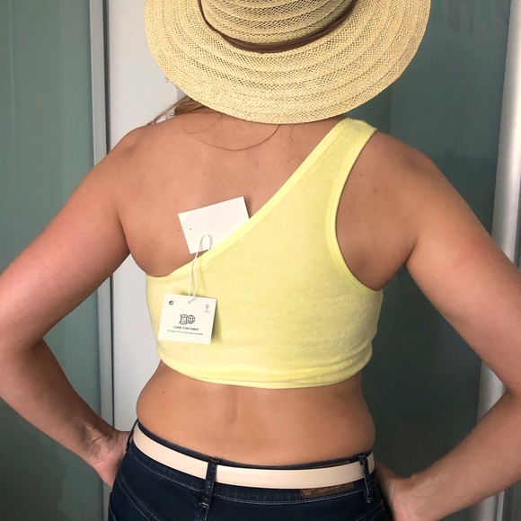 Zara Yellow Top Made of Flocked Cotton - Picture 4 of 8